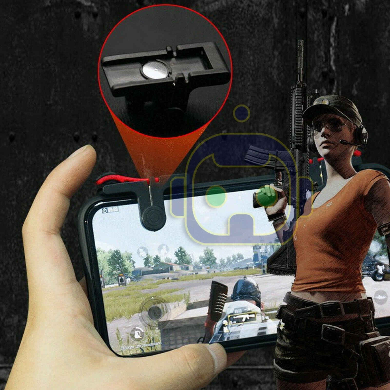 Mobile Phone Gaming Trigger Fire Button Smartphone Shooter Controller Left Right
