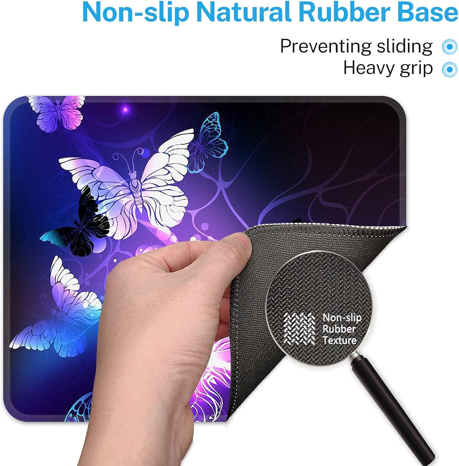 Gaming Mouse Pad, Art Butterflies Square Mousepads Portable Non-Slip Rubber Base Office Decor Wireless Mouse Pad for Gaming, Working, Studying