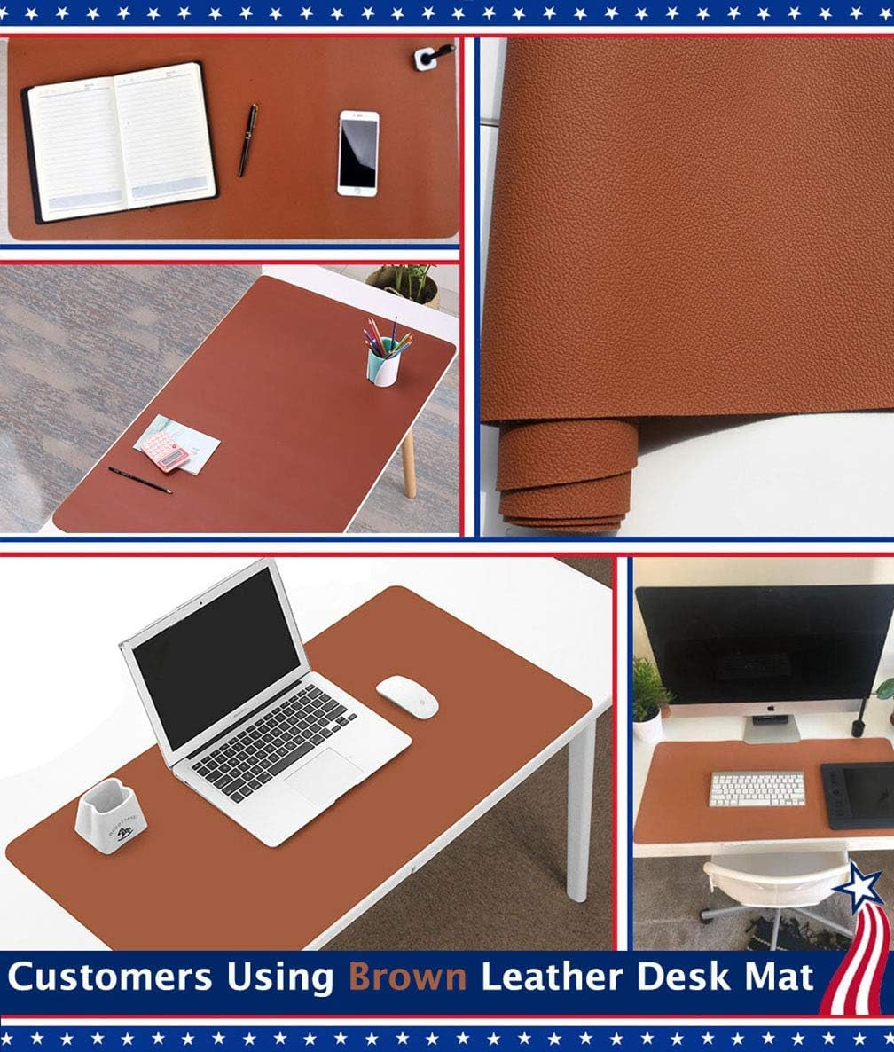 Desk Protector Blotter Pad on Top of Desks PU Leather Office Desk Writing Mat Computer Laptop Gaming under Keyboard Mouse Pad Desk Decor Accessories Organizer for Women Men Kids Black 16 X 32 Inches