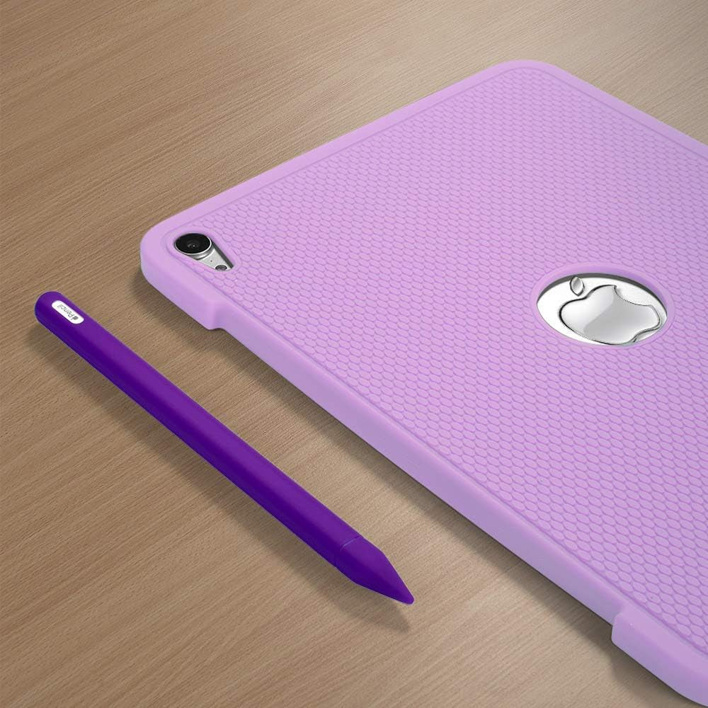 ZALU Compatible with Apple Pencil (2Nd Generation), Fully Protection Silicone Case Sleeve Holder Grip + Nib Cover (Purple)