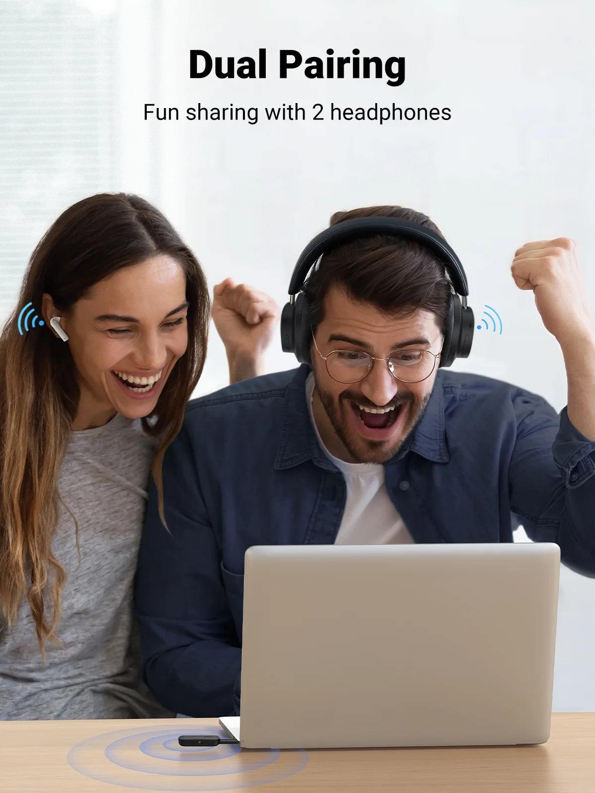 Bluetooth 5.0 Audio Transmitter and Receiver, Aux Bluetooth Adapter for TV Car Headphone