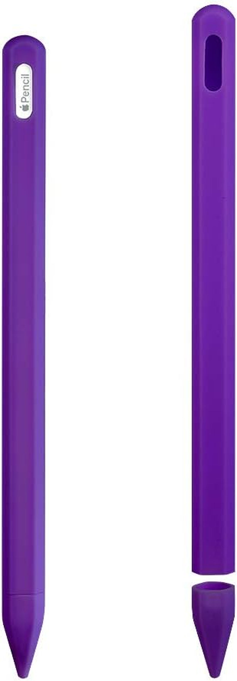 ZALU Compatible with Apple Pencil (2Nd Generation), Fully Protection Silicone Case Sleeve Holder Grip + Nib Cover (Purple)