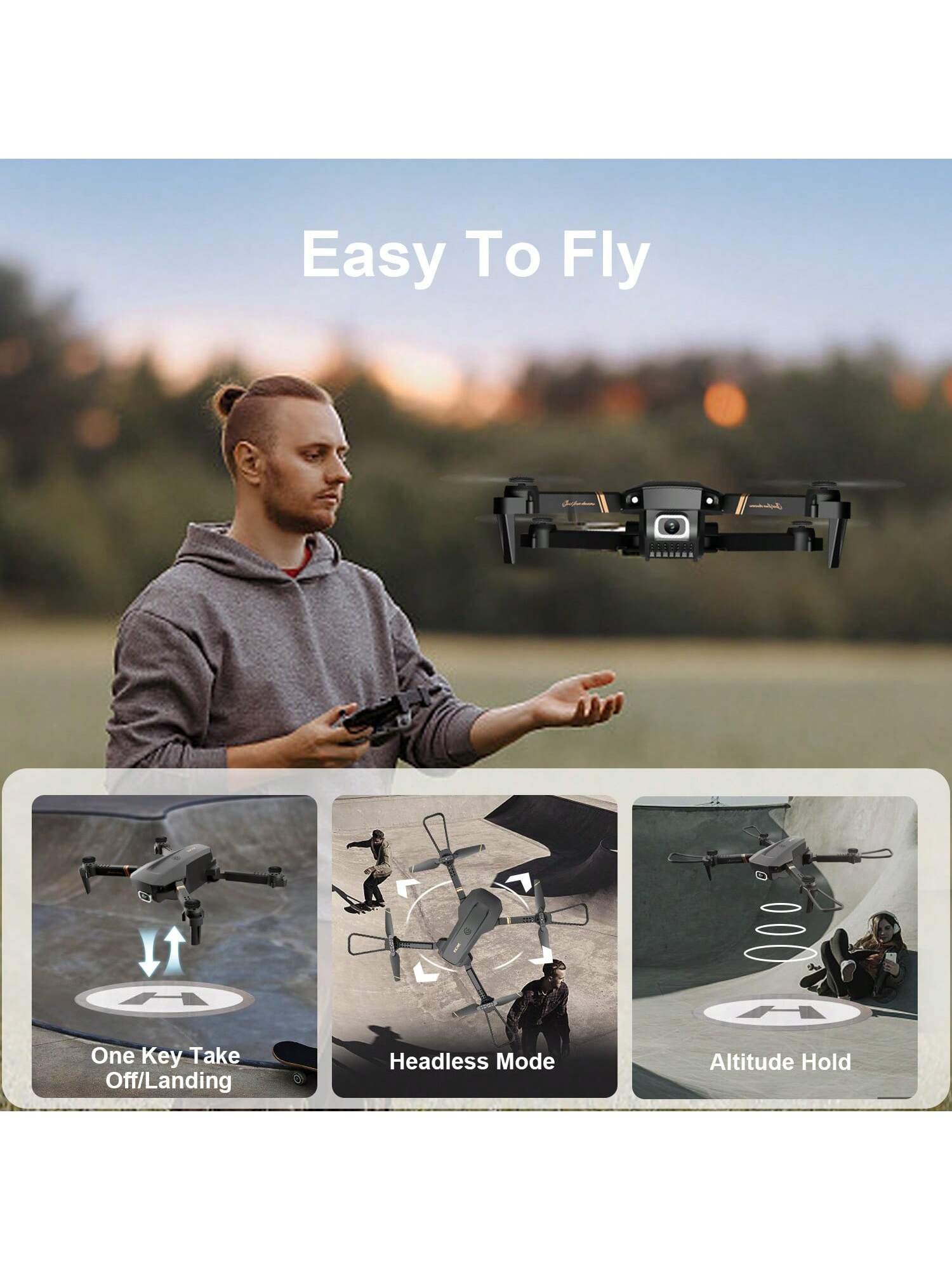 4DRC V4 Foldable Mini Drone with Camera 4K 1080P HD Drone ,3 Batteries,Drones for Adults Kids,Remote-Controlled Quadcopter,Logistics Is Randomly Sent by UPS,USPS,