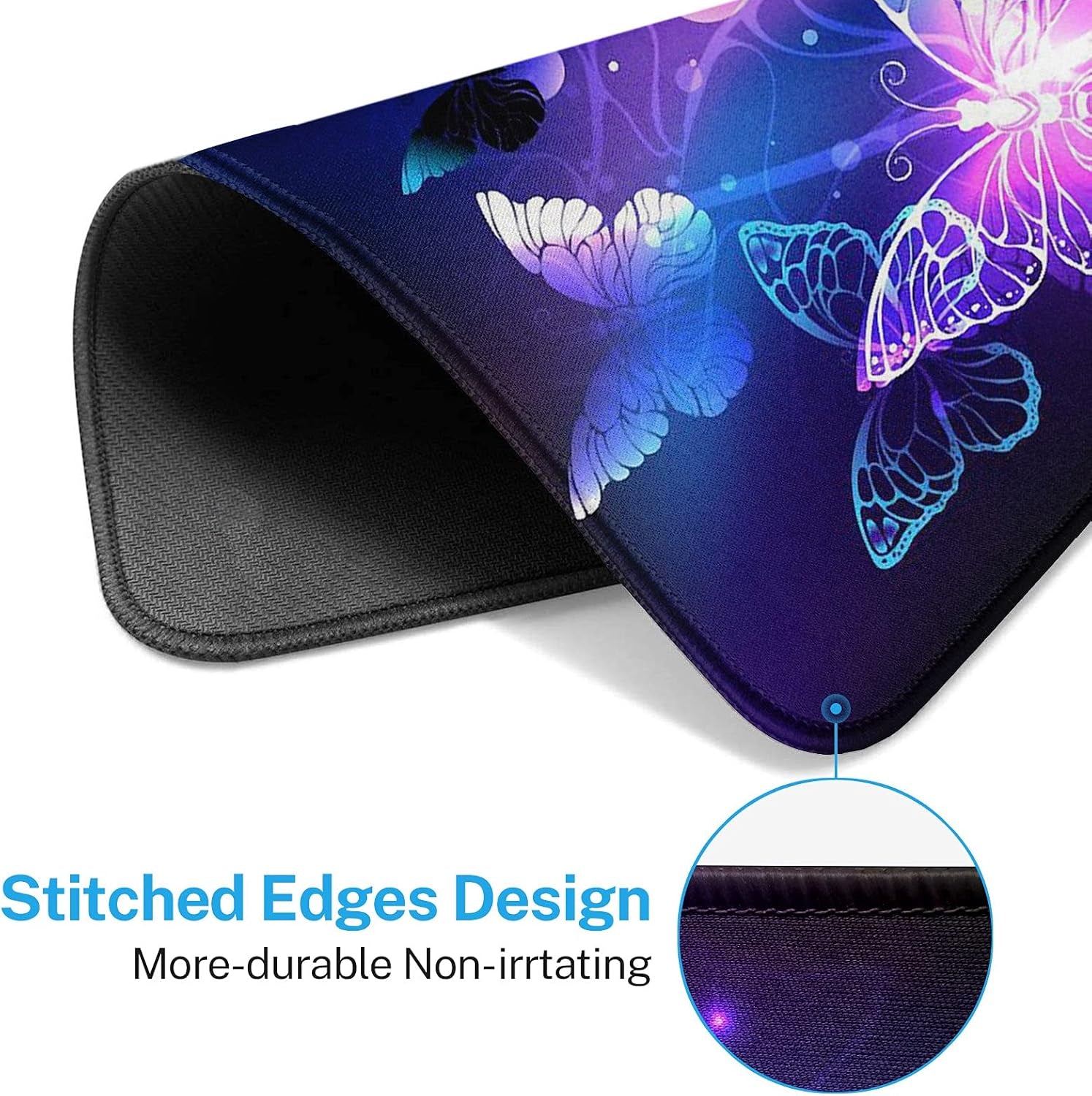 Gaming Mouse Pad, Art Butterflies Square Mousepads Portable Non-Slip Rubber Base Office Decor Wireless Mouse Pad for Gaming, Working, Studying
